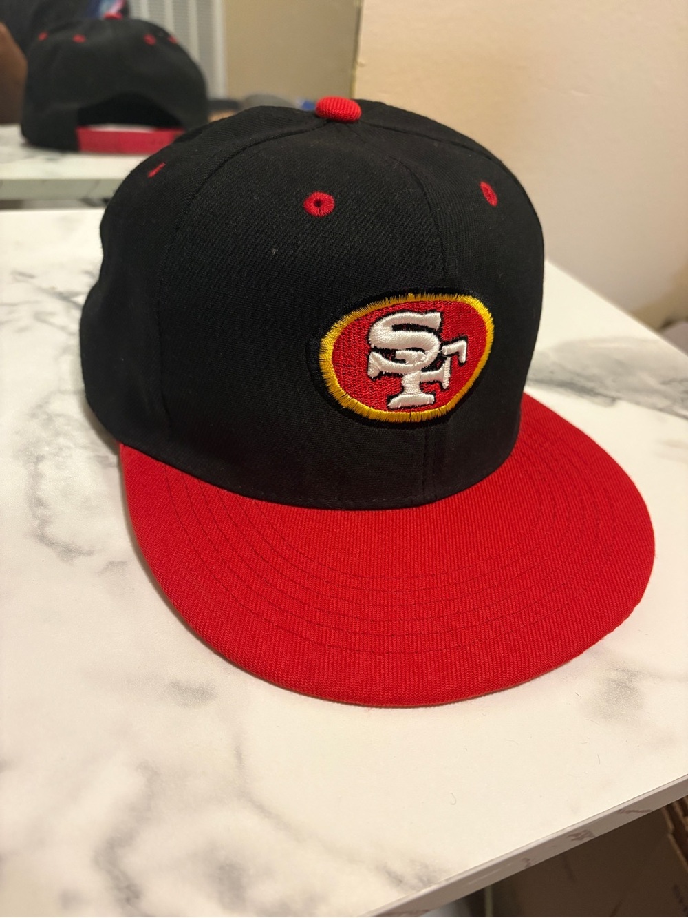SF Logo Black and Red Snapback Hat